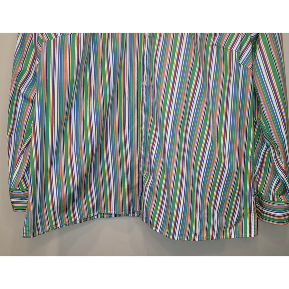 Lauren Ralph Lauren Womens Striped Multicolor Button Up Long Sleeve Shirt 1X - Picture 3 of 9